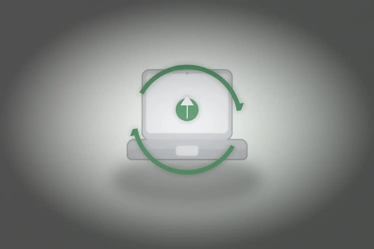 Computer med genbrugsikoner og pile